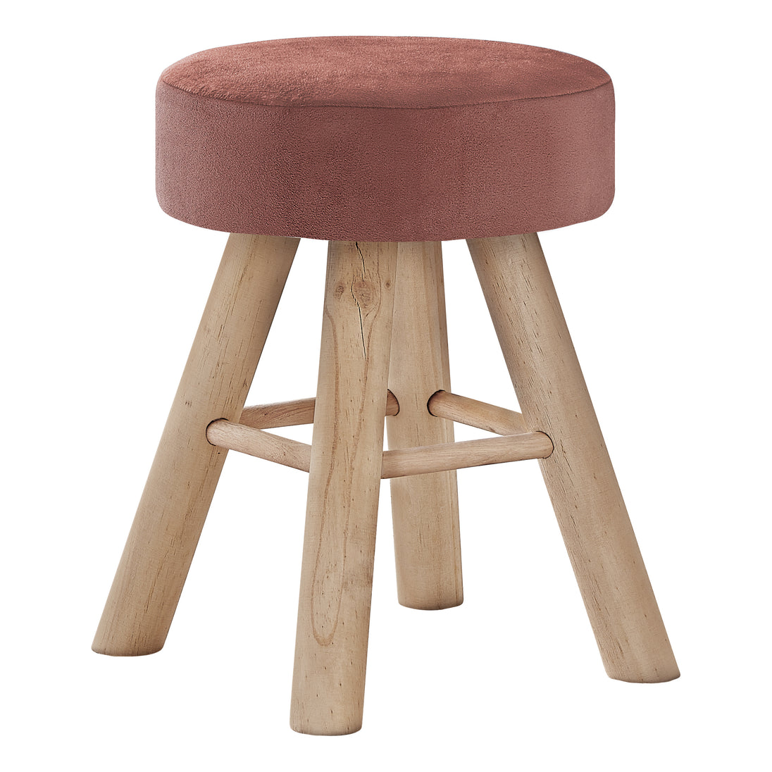 I 9007 Ottoman - Dark Pink Velvet / Natural Wood Legs - Furniture Depot