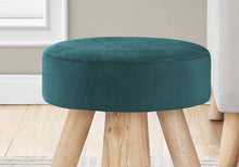 Load image into Gallery viewer, I 9009 Ottoman - Turquoise Velvet / Natural Wood Legs - Furniture Depot