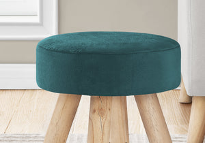 I 9009 Ottoman - Turquoise Velvet / Natural Wood Legs - Furniture Depot