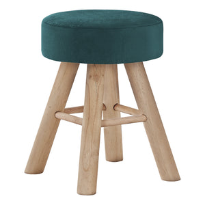 I 9009 Ottoman - Turquoise Velvet / Natural Wood Legs - Furniture Depot