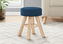 Load image into Gallery viewer, I 9011 Ottoman - Blue Velvet / Natural Wood Legs - Furniture Depot (7881166782712)