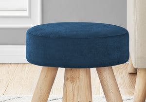 I 9011 Ottoman - Blue Velvet / Natural Wood Legs - Furniture Depot (7881166782712)