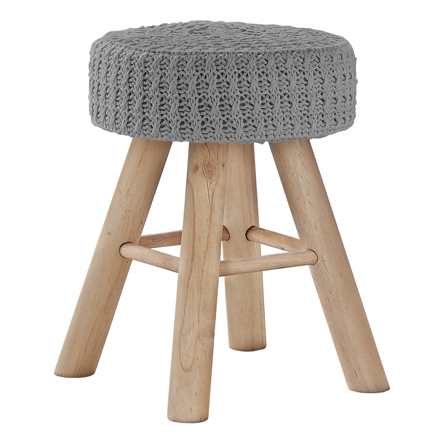 I 9013 Ottoman - Grey Knit / Natural Wood Legs - Furniture Depot (7881166881016)