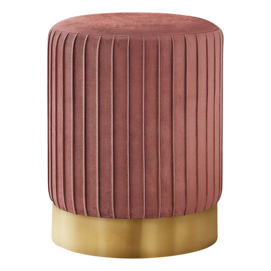 I 9017 Ottoman - Dark Pink Velvet / Gold Metal Base - Furniture Depot