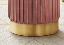 Load image into Gallery viewer, I 9017 Ottoman - Dark Pink Velvet / Gold Metal Base - Furniture Depot
