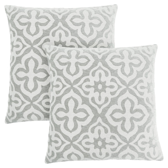 I 9215 Pillow - 18"X 18" / Light Grey Motif Design / 2pcs - Furniture Depot