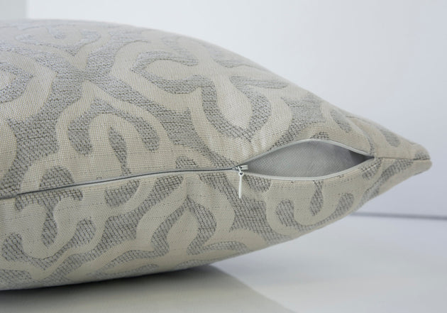 I 9215 Pillow - 18"X 18" / Light Grey Motif Design / 2pcs - Furniture Depot