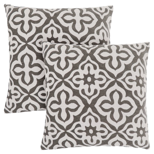 I 9217 Pillow - 18"X 18" / Dark Taupe Motif Design / 2pcs - Furniture Depot