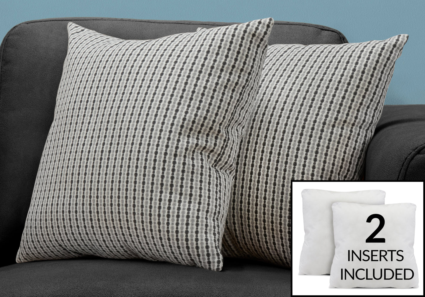 I 9237 Pillow - 18"X 18" / Light Grey / Black Abstract Dot/ 2pcs - Furniture Depot (7881168814328)