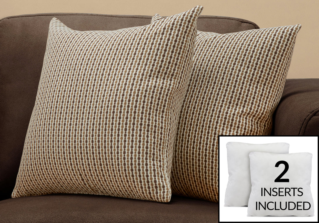 I 9239 Pillow - 18"X 18" / Light / Dark Brown Abstract Dot/ 2pcs - Furniture Depot (7881168978168)