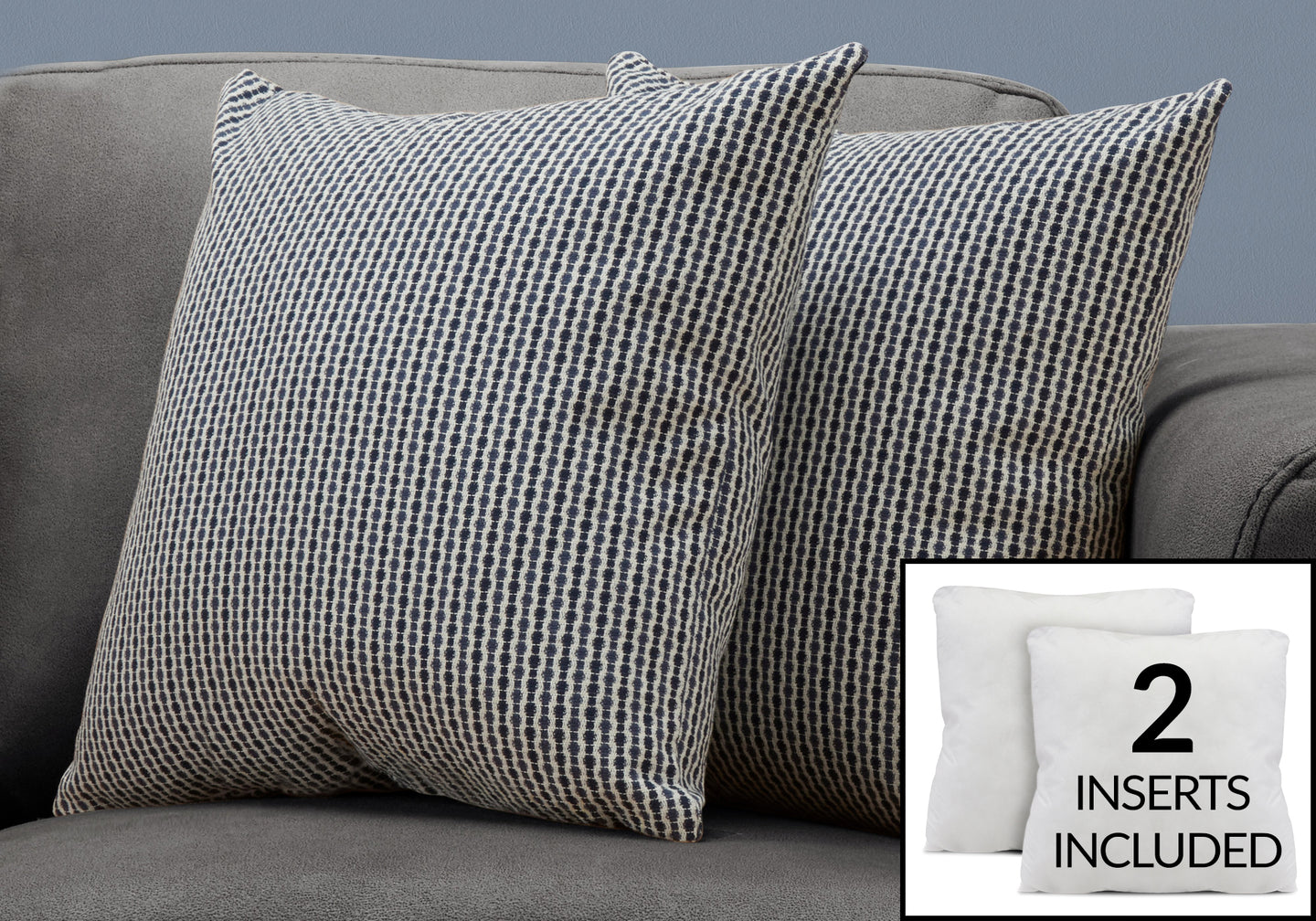 I 9241 Pillow - 18"X 18" / Light / Dark Blue Abstract Dot / 2pcs - Furniture Depot (7881169174776)