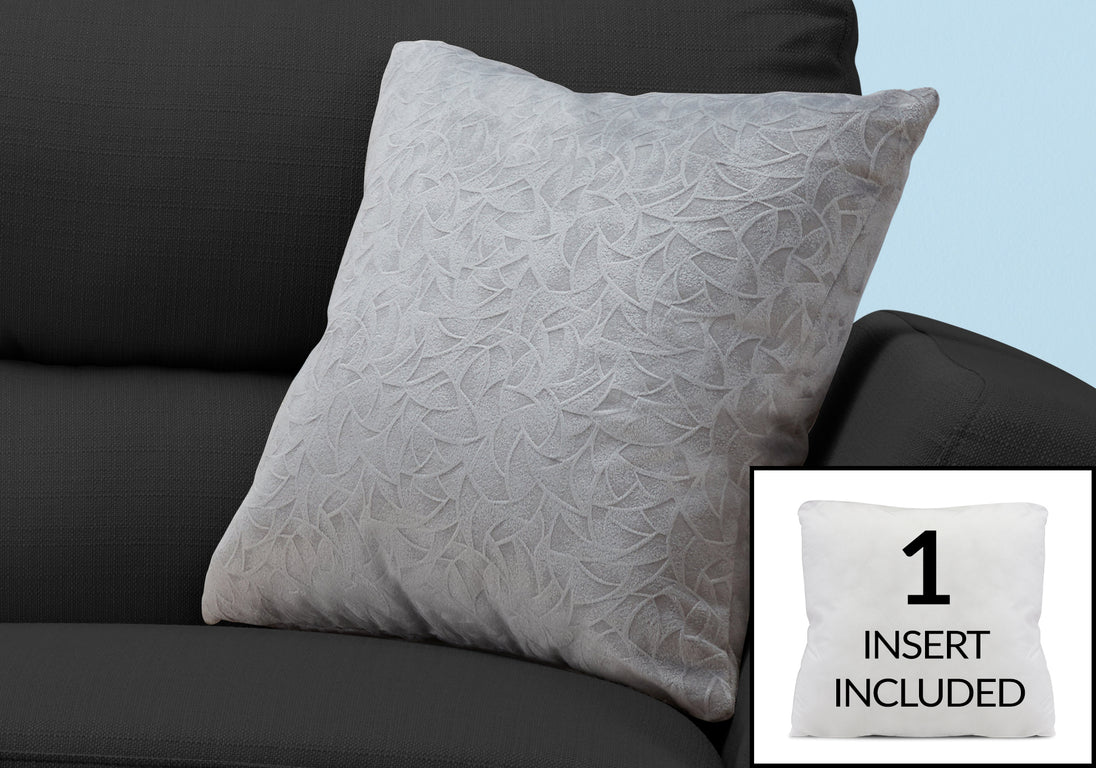 I 9256 Pillow - 18"X 18" / Light Grey Floral Velvet / 1pc - Furniture Depot (7881169567992)