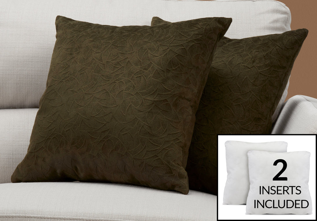 I 9263 Pillow - 18"X 18" / Dark Green Floral Velvet / 2pcs - Furniture Depot (7881169961208)