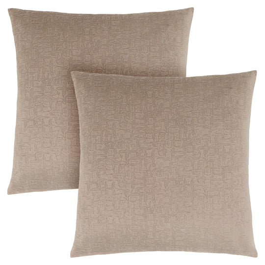 I 9271 Pillow - 18"X 18" / Taupe Mosaic Velvet / 2pcs - Furniture Depot