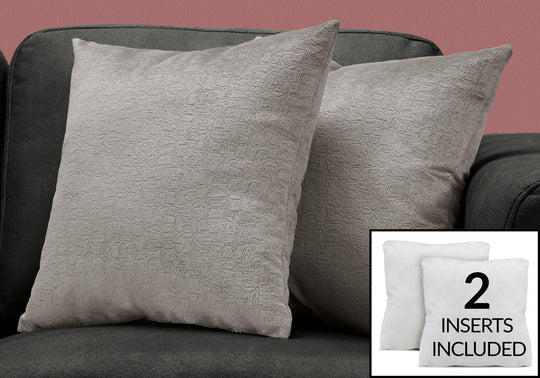I 9273 Pillow - 18"X 18" / Grey Mosaic Velvet / 2pcs - Furniture Depot (7881170682104)