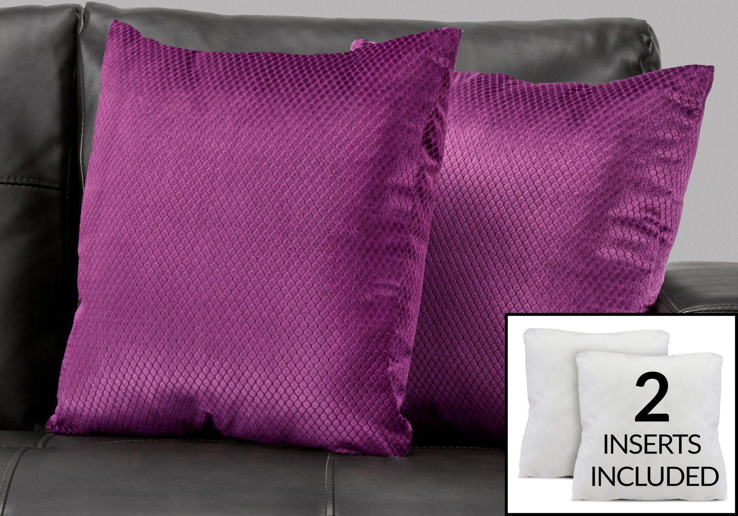 I 9303 Pillow - 18"X 18" / Purple Diamond Velvet / 2pcs - Furniture Depot (7881172582648)