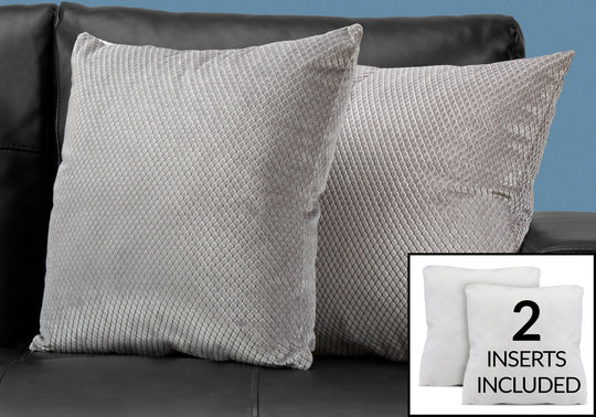 I 9307 Pillow - 18"X 18" / Silver Diamond Velvet / 2pcs - Furniture Depot