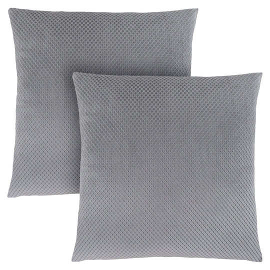 I 9307 Pillow - 18"X 18" / Silver Diamond Velvet / 2pcs - Furniture Depot