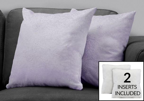 I 9325 Pillow - 18"X 18" / Light Purple Feathered Velvet / 2pcs - Furniture Depot