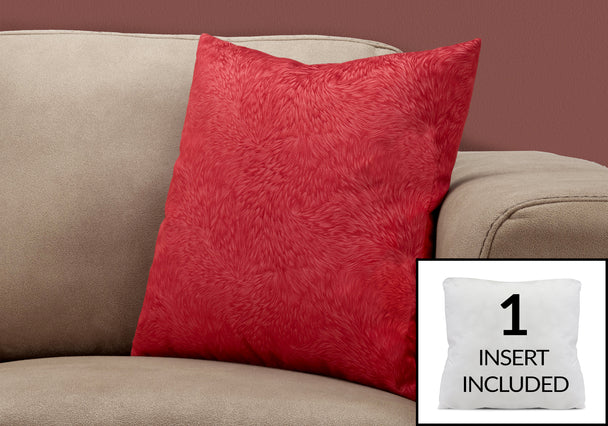 I 9326 Pillow - 18"X 18" / Red Feathered Velvet / 1pc - Furniture Depot