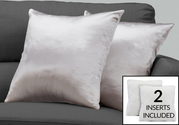 I 9337 Pillow - 18"X 18" / Silver Satin / 2pcs - Furniture Depot