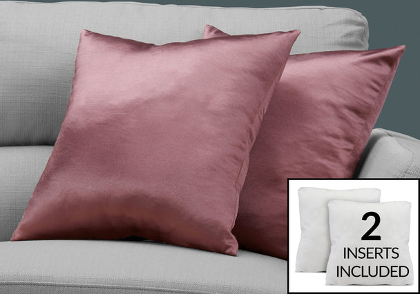 I 9339 Pillow - 18"X 18" / Pink Satin / 2pcs - Furniture Depot