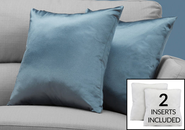 I 9343 Pillow - 18"X 18" / Pale Blue Satin / 2pcs - Furniture Depot (7881175531768)