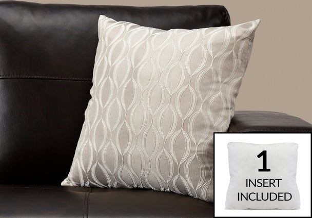 I 9344 Pillow - 18"X 18" / Taupe Wave Pattern / 1pc - Furniture Depot