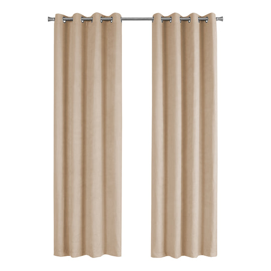 I 9800 Curtain Panel - 2pcs / 54"W X 84"H Beige Room Darkening - Furniture Depot (7881177104632)