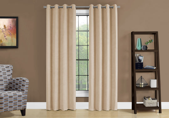 I 9801 Curtain Panel - 2pcs / 54"W X 95"H Beige Room Darkening - Furniture Depot