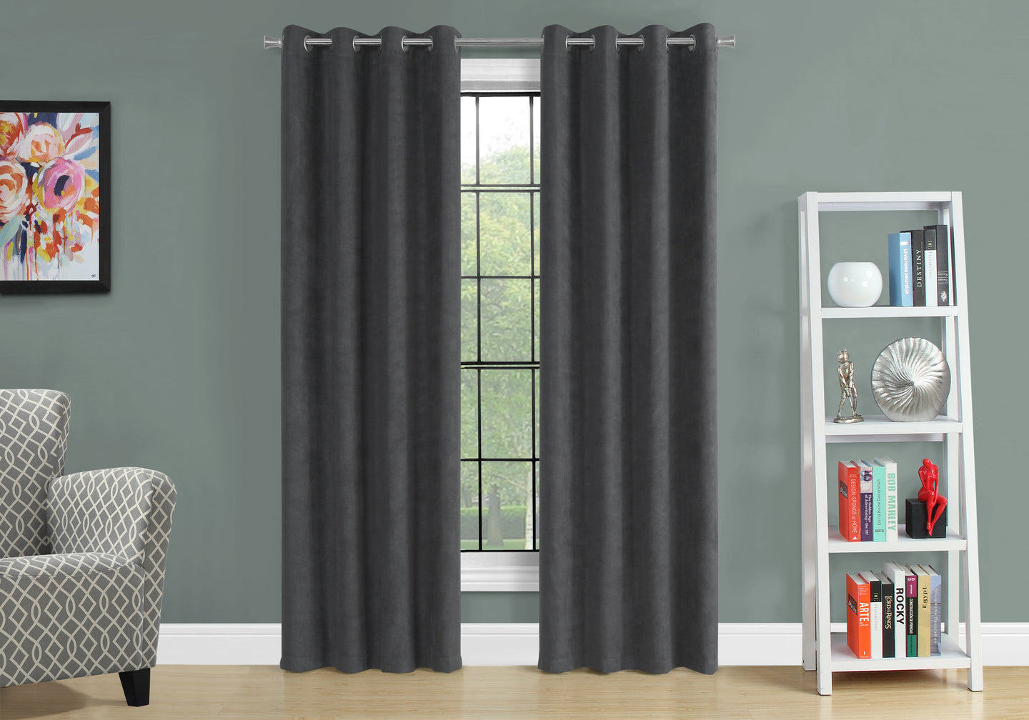 I 9803 Curtain Panel - 2pcs / 54"W X 84"H Grey Room Darkening - Furniture Depot