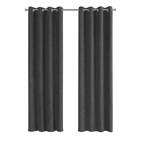 I 9803 Curtain Panel - 2pcs / 54"W X 84"H Grey Room Darkening - Furniture Depot