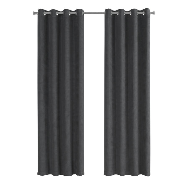 I 9803 Curtain Panel - 2pcs / 54"W X 84"H Grey Room Darkening - Furniture Depot