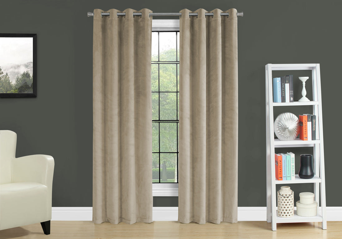 I 9820 Curtain Panel - 2pcs / 52"W X 84"H Beige Room Darkening - Furniture Depot