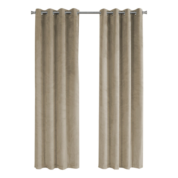 I 9820 Curtain Panel - 2pcs / 52"W X 84"H Beige Room Darkening - Furniture Depot