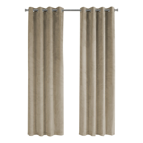 I 9821 Curtain Panel - 2pcs / 52"W X 95"H Beige Room Darkening - Furniture Depot