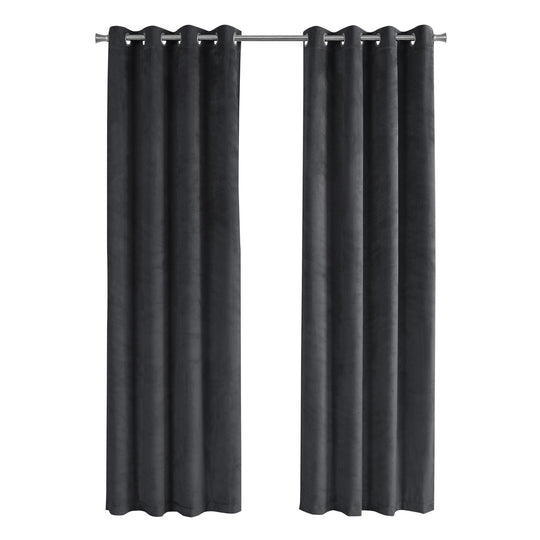 I 9824 Curtain Panel - 2pcs / 52"W X 95"H Grey Room Darkening - Furniture Depot