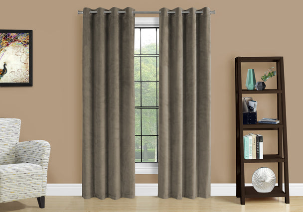 I 9826 Curtain Panel - 2pcs / 52"W X 84"H Taupe Room Darkening - Furniture Depot