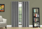 I 9842 Curtain Panel - 2pcs / 52"W X 95"H Grey Solid Blackout - Furniture Depot