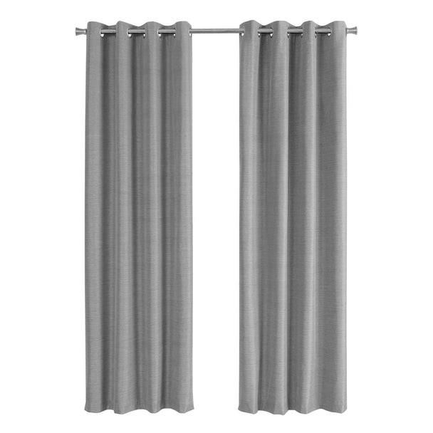 I 9842 Curtain Panel - 2pcs / 52"W X 95"H Grey Solid Blackout - Furniture Depot