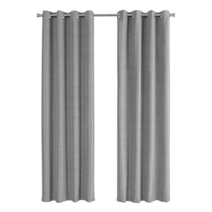 I 9842 Curtain Panel - 2pcs / 52"W X 95"H Grey Solid Blackout - Furniture Depot