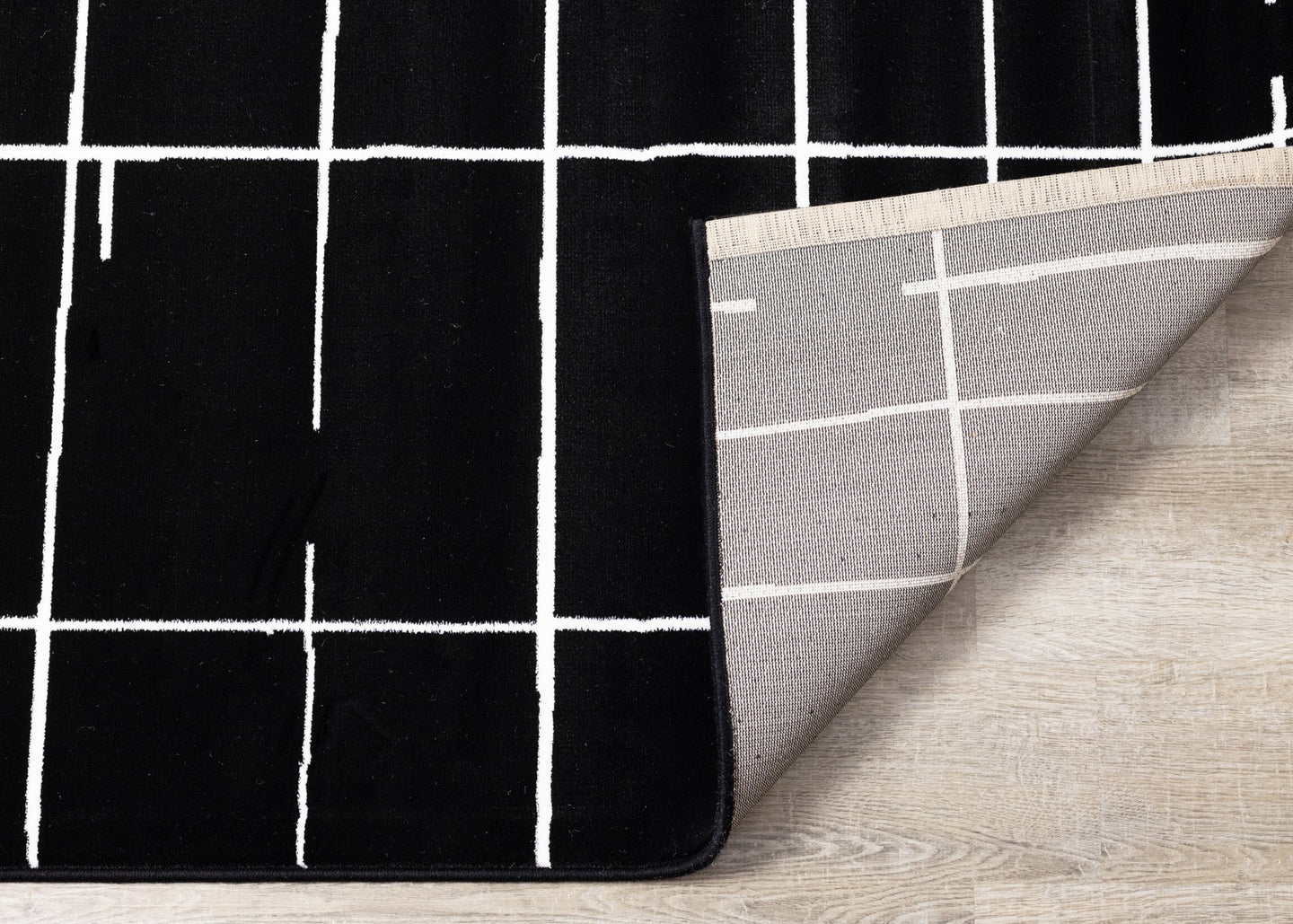 Ice Black White Lines Rug - Furniture Depot