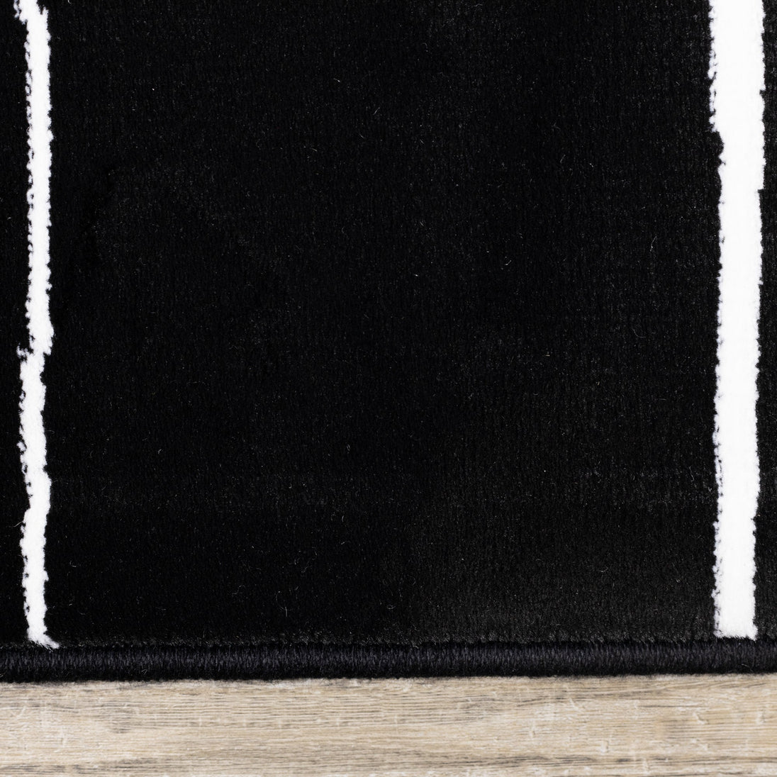 Ice Black White Lines Rug - Furniture Depot