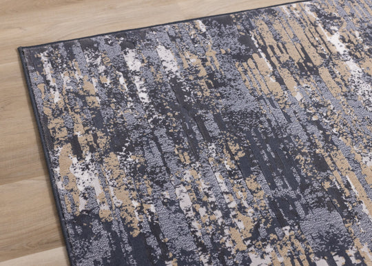 Intrigue Beige Blue Distressed Rip Rug - Furniture Depot