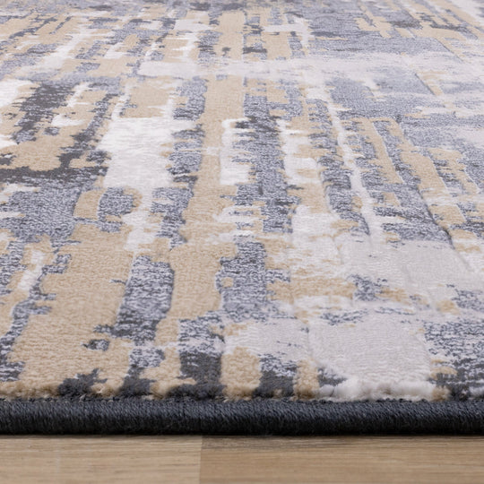 Intrigue Beige Blue Distressed Rip Rug - Furniture Depot