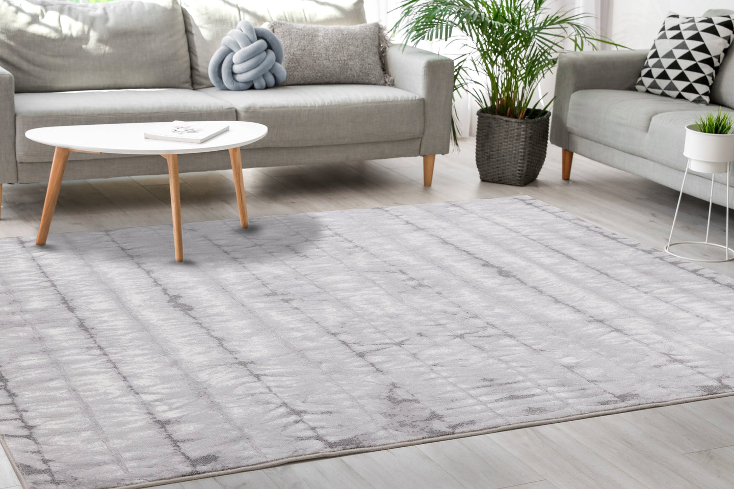 Intrigue White Grey Faded Distressed Rug - Furniture Depot