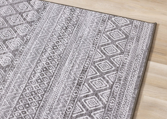 Intrigue Grey Cream Trellis Banding Rug - Furniture Depot