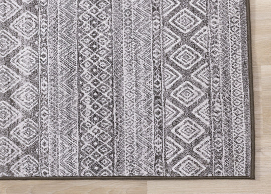 Intrigue Grey Cream Trellis Banding Rug - Furniture Depot