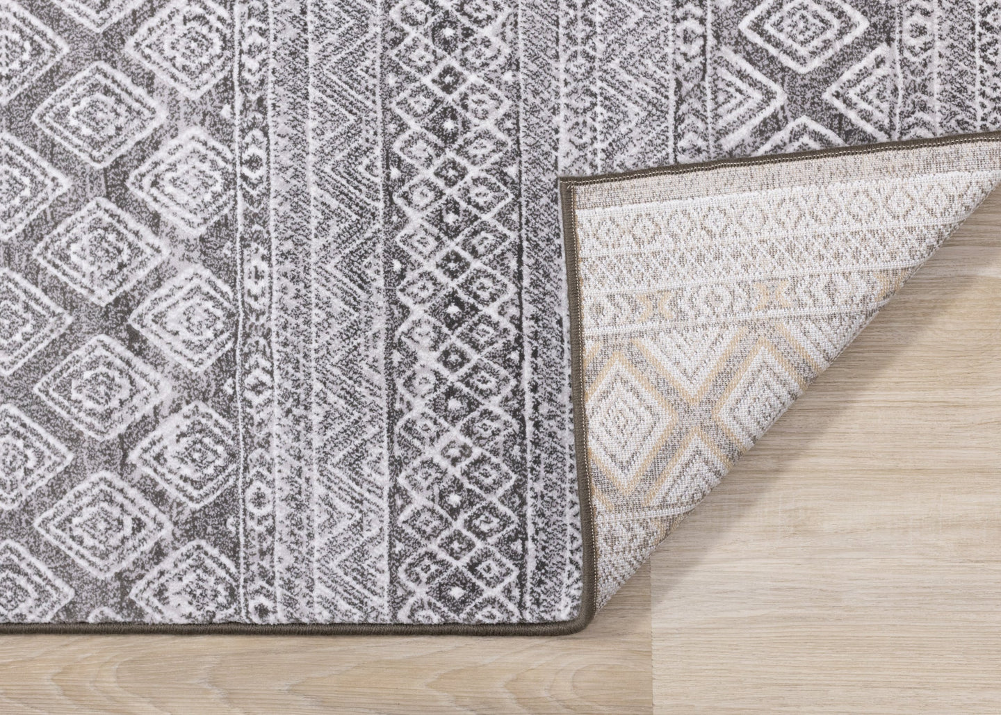 Intrigue Grey Cream Trellis Banding Rug - Furniture Depot