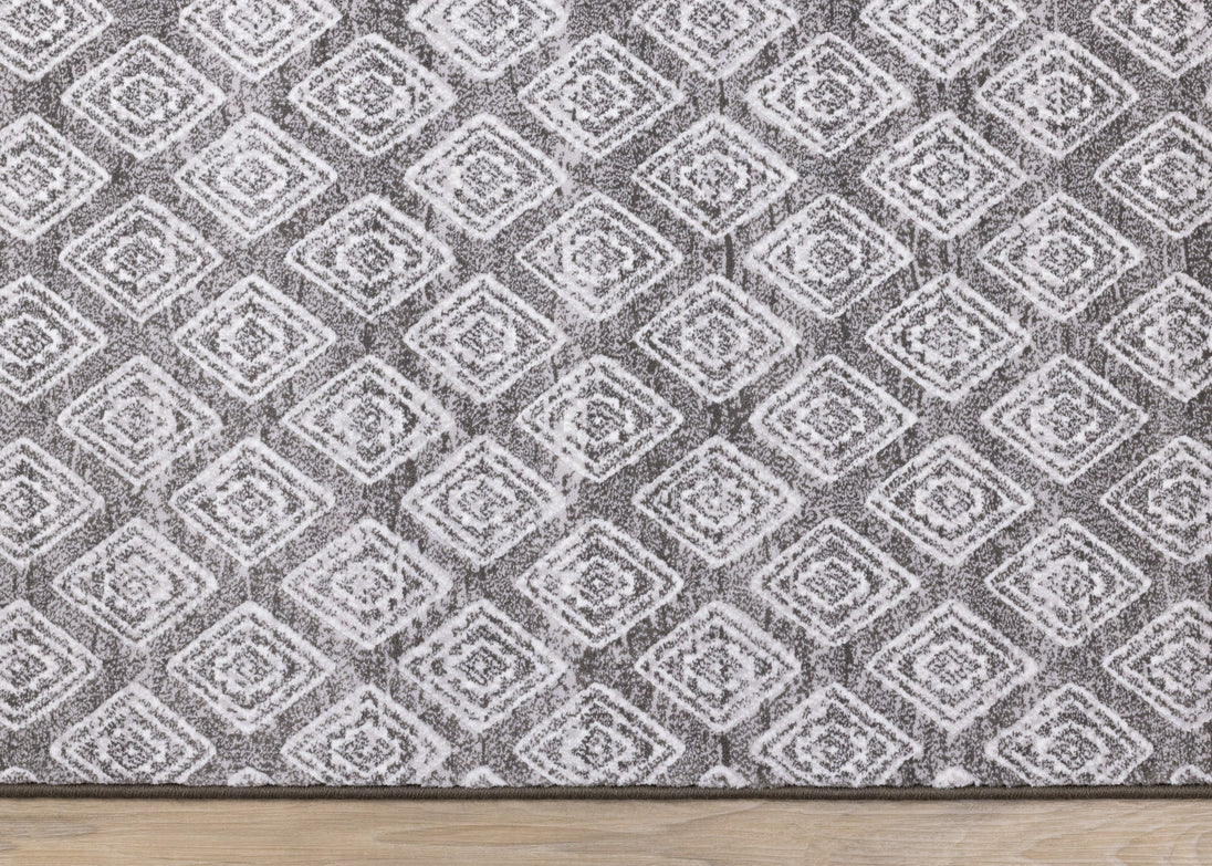 Intrigue Grey Cream Trellis Banding Rug - Furniture Depot